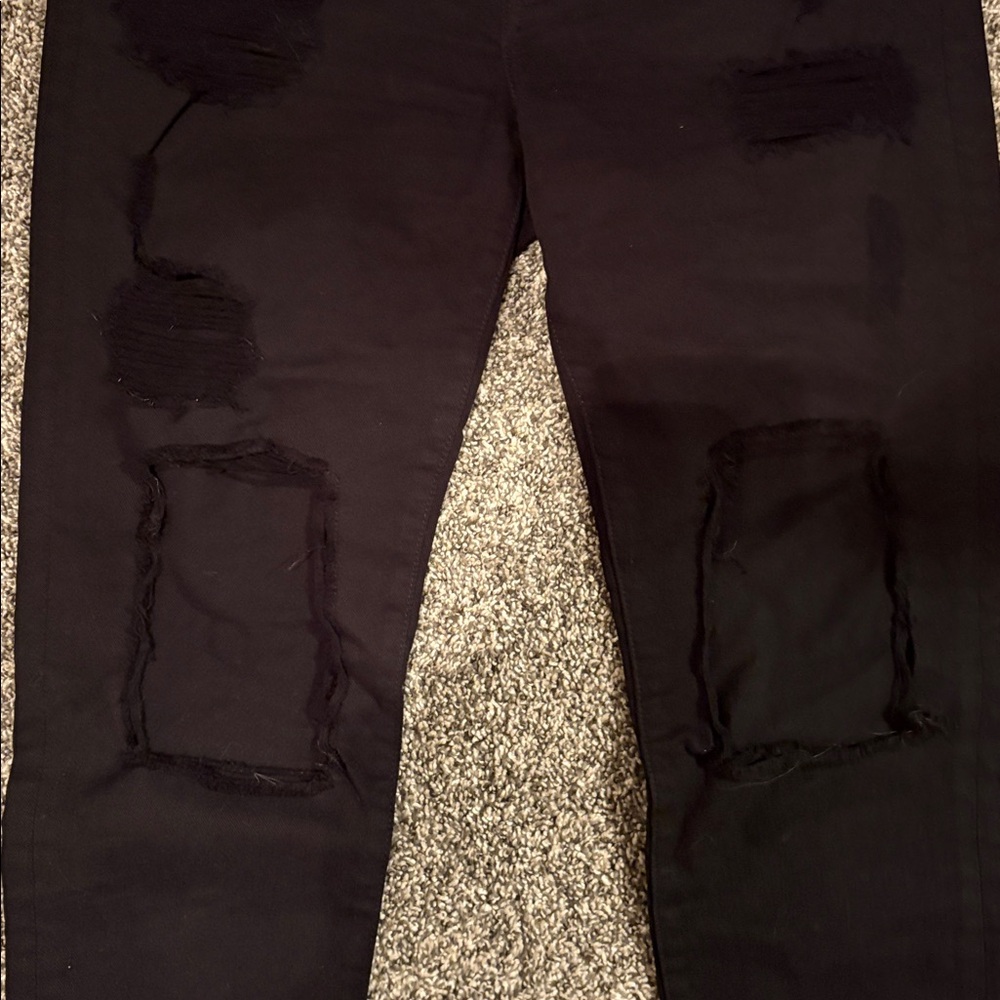 7 for all mankind Sz 27 Black Distressed Jeans - Picture 2 of 5